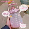 Kawaii Water Bottle with Straw 37.2oz Large Capacity Portable Sports Bottle