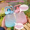 Kawaii Water Bottle with Straw 37.2oz Large Capacity Portable Sports Bottle